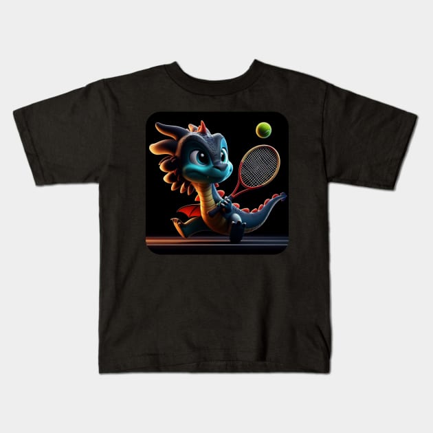 Rufie the Dragon - Tennis #18 Kids T-Shirt by The Black Panther